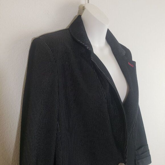 Tommy Hilfiger Women's Blazer 8 Black Pin Striped Preppy Academia Classic - Picture 6 of 11